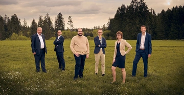 Mit dem neu aufgestellten Management-Team startet HARTL HAUS erfolgreich ins Jahr: (v.l.n.r.) Michael Drexl, Philipp Müller, Yves Suter (CEO), Thomas Weiss, Marlene Nagl und Jürgen Koppensteiner