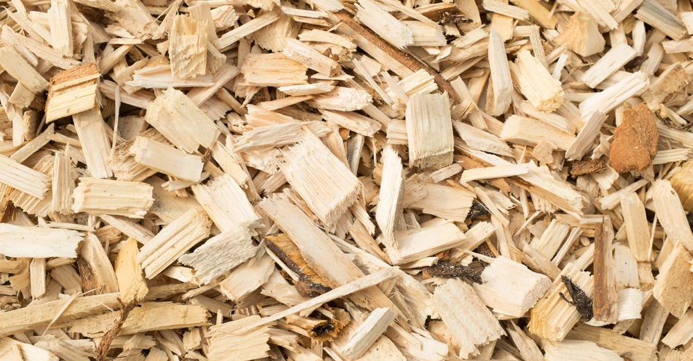 Holzspäne liegen verstreut auf dem Boden in einem Haufen verstreut in einem ungeordneten Durcheinander