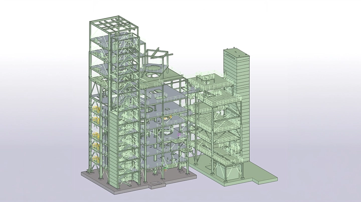 Modelldarstellung des Hot-Compacting-Turms (HCI)