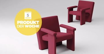 Zwei Sessel Agetti von laCividina in Bourdeaux Rot aus der Vogelperspektive