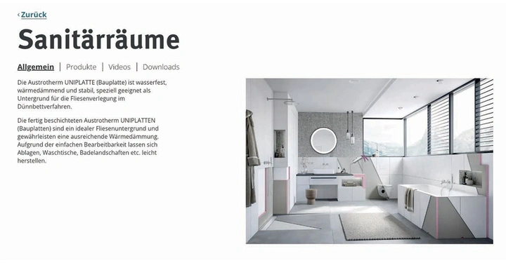 Galerie-Bild 2: Informationsblatt mit Text zum Thema Sanitärräume und Bild von einem Bad