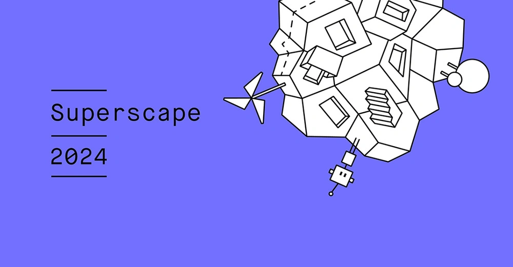 Logo des Superscape Awards auf tieflila Hintergrund. Wortlaut: Superscape 2024