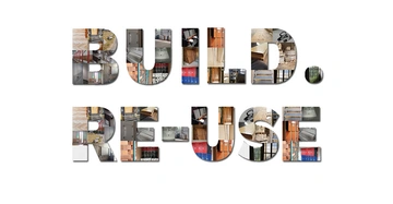 Bunter Schriftzug des Projektes Build.Re-Use auf weißem Hintergrund in Großbuchstaben.