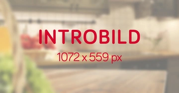 Roter Text INTROBILD und 1072 x 559 px vor unscharfem Küchenhintergrund mit Holztisch weißer Kachelwand und Küchenutensilien