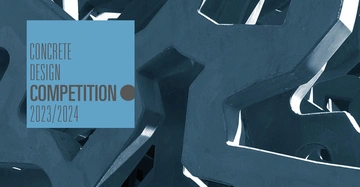 Betonformen Bildkomposition Hintergrund mit Textfeld links CONCRETE DESIGN COMPETITION 2023/2024 Blauer Farbton Gestaltung