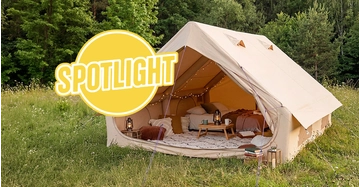 Das Vela XL Air Tent von Boutique Camping ist perfekt für bis zu vier Personen und bietet ein luxuriöses Camping-Erlebnis - ganz ohne lästigen Aufbau.